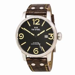 TW Steel MS2 Gent's Black Dial Walnut Brown Leather Strap Watch