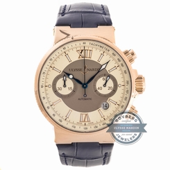 Ulysse Nardin Maxi Marine Chrono 356-66-3/354 Auto Rose Gold Mens Strap Watch