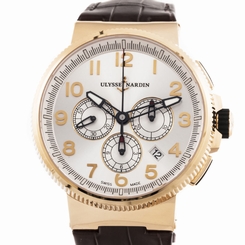 Ulysse Nardin Marine Chronograph Rose Gold Silver Auto Mens Watch 1506-150/61