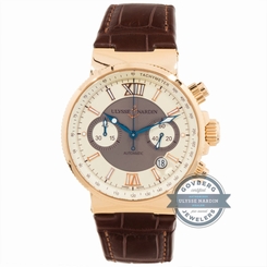 Ulysse Nardin Maxi Marine Chrono 356-66/354 Auto Rose Gold Mens Strap Watch Date
