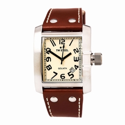 TW Steel TW20 Gent's Beige Dial Brown Leather Strap Quartz Watch