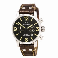  TW Steel MS3 Gent's Black Dial Walnut Brown Strap Chrono Watch
