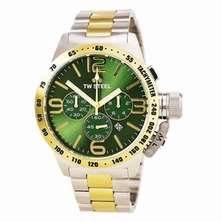 TW Steel CB64 Gents Canteen Green Dial Two Tone Steel Chrono Watch