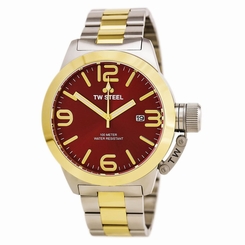 TW Steel CB72 Gent's Canteen Two Tone Yellow Steel Red Dial Watch