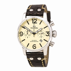 TW Steel MS23 Gent's Chrono Cream Dial Brown Leather Strap Watch