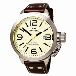 TW Steel TW21N Men's Brown Leather Cream Dial Quartz Watch