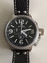 TW Steel Canteen Leather Strap 50mm Mens Chronograph Watch Oversize