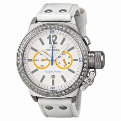NEW TW Steel CE1043 Women's CEO California Watch Chronograph Diamond Bezel White