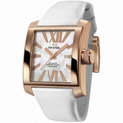 NEW TW Steel CE3016 Men's CEO Goliath Watch Date Rose Gold White Leather Band 8718215083122