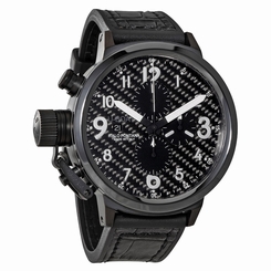U-Boat Flightdeck Black Stainless Leather Automatic Mens Watch 6203