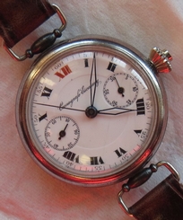 Ulysse Nardin Chronograph mens wristwatch enamel dial swing lugs 34,5 mm.