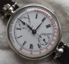 Ulysse Nardin Old Chronograph mens wristwatch silver case enamel dial swing lugs