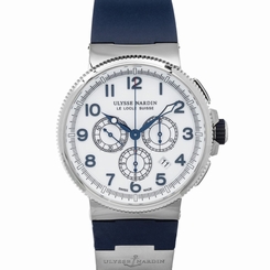 Ulysse Nardin Marine Chrono Date Steel 43mm Blue Strap Mens Watch 1503-150-3/60 794504202649