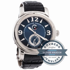 Ulysse Nardin Macho Palladium 950 27870632 Auto Blue Black Mens Strap Watch Date