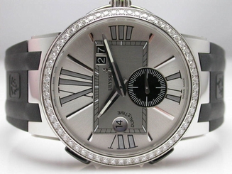 ULYSSE NARDIN EXECUTIVE DUAL TIME 243-00B-3/421 DIAMOND BEZEL AUTOMATIC WATCH