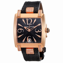 Ulysse Nardin Caprice Black Dial 18kt Rose Gold Diamond Black Alligator Leather