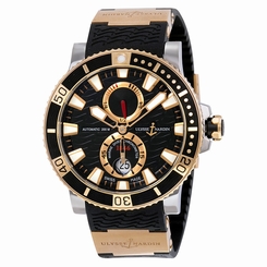 Ulysse Nardin Maxi Marine Diver Black Dial 18K Rose Gold Mens Watch 265-90-3-92 717449300492