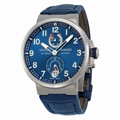 Ulysse Nardin Marine Chronometer Blue Alligator Leather Mens Watch 1183-126-63