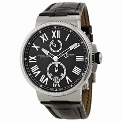  Ulysse Nardin Marine Chronometer Automatic Black Dial Black Leather Mens Watch