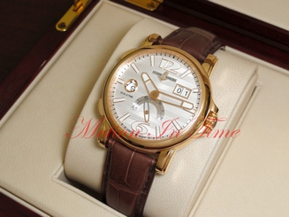 Ulysse Nardin GMT Big Date 42mm 18kt Rose Gold Silver Dial Brown Strap 246-55/60