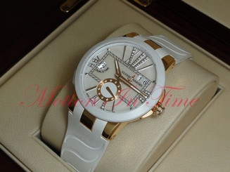 Ulysse Nardin Executive Dual Time Lady 40mm 18k Rose Gold On Rubber 246-10-3/391
