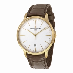 Vacheron Constantin Patrimony Opaline Dial Dark Brown Leather Mens Watch 7640127962213