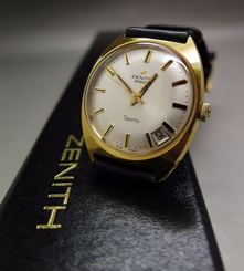 Zenith Sporto 28800 BPH, NOS-Superb, cal 2562C hand wind. gold filled, box, 60's
