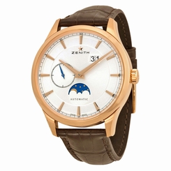 Zenith Captain Moonphase Silver Dial 18kt Rose Gold Mens Watch 18214369101C498