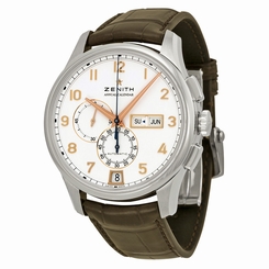 Zenith Captain Winsor Chronograph White Dial Brown Leather Mens Watch