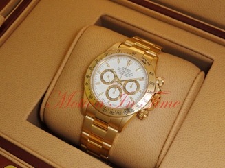 Rolex Zenith Daytona 18kt Yellow Gold White Dial Chronograph Oyster Band 16528