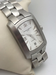 BAUME MERCIER 65480 SILVER DIAL HAMPTON MILLEIS AUTOMATIC STAINLESS STEEL WATCH