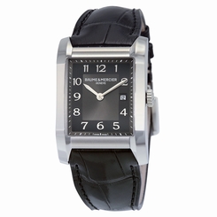 Baume and Mercier Black Dial Leather Strap Mid Size Watch 10019 7612456708169