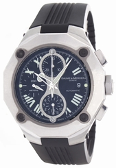 Baume & Mercier Mens Riviera Black Dial Black Rubber Strap Automatic Watch 65605