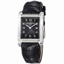 Baume & Mercier Mens Hampton Black Dial Black Leather Strap Watch 10019 7612456708169