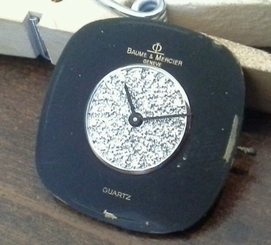 Vintage men's BAUME MERCIER quartz diamond dial wrist watch movement runs great