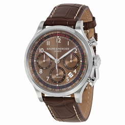 Baume and Mercier Capeland Chronograph Brown Dial Brown Leather Mens Watch 10043