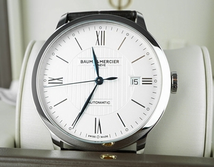Baume et Mercier Classima Automatic Silver Dial Brown Leather Mens Watch 10214