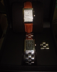 Lot of 2 Authentic Baume & Mercier MV045063 Leather And Stainless Steel Watches