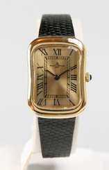 Baume & Mercier Women's 1970's 18Kt Yellow Gold Leather Strap Watch # 38219