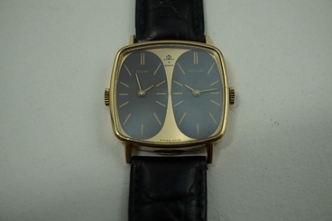BAUME MERCIER 18K YELLOW GOLD TWO TIME ZONE WATCH QUARTZ DATES 1980'S BUY NOW!!