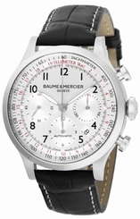 New BAUME & MERCIER CAPELAND SS/Leather Silver Dial Men's Auto Watch MOA10046,MR
