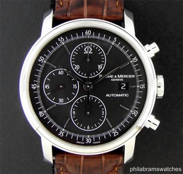 Baume & Mercier Classima XL 65533 Stainless Steel Black Dial Brown Croc B&P 42mm
