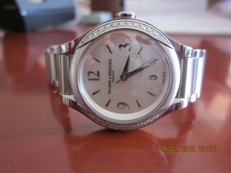 Ladies Baume & Mercier Stainless Steel And Diamond Watch, Mother Of Pearl Dial