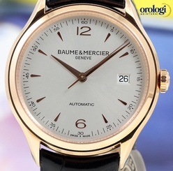 NEW Baume & Mercier Clifton 18K Red Gold Automatic Mens Watch Silver Face 10058 7612456845529