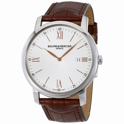 Baume et Mercier Classima Silver Dial Brown Leather Strap Mens 42mm Watch 10144