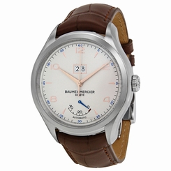 Baume et Mercier Clifton Silver Dial Brown Leather Watch MOA10205