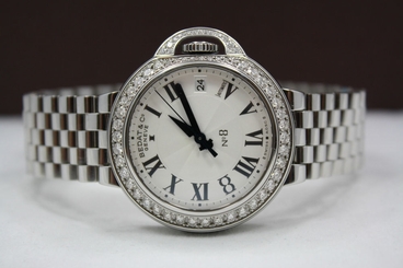 BEDAT & Co No 8 STAINLESS STEEL 36MM DIAMOND ENCRUSTED WATCH REF:828.021.600