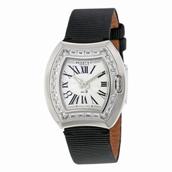 Bedat No. 3 White Dial Black Fabric Diamond Ladies Watch 324.550.100