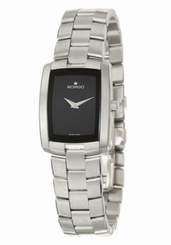 NEW MOVADO WOMEN'S ELIRO STYLE BLACK DIAL STAINLESS STEEL WATCH 0605378