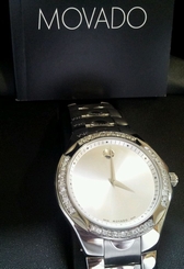 New Men's Movado silver Luno 0606379 0.80ct.aprx.custom set real Diamond Watch
